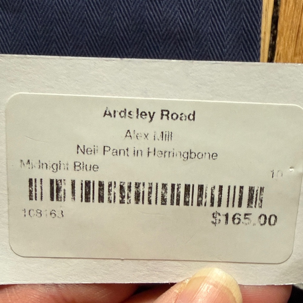 Alex Mill NWT size 10 Neil Pants in Herringbone Midnight Blue - Picture 4 of 11